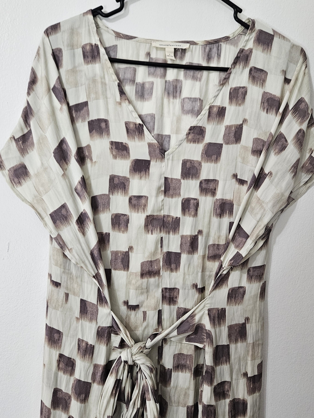 Grade & Gather Checkered Tunic Dress with Tie Waist